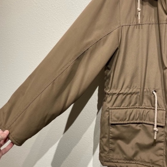 Vintage Brown Oversized utility coat with quilted inside & hood - Picture 8 of 15